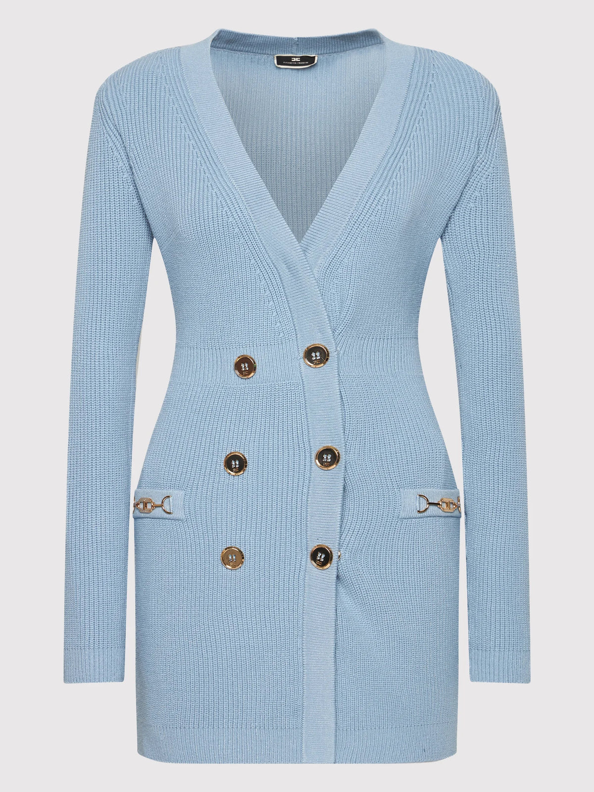CAROLINE KNIT METAL BOTTOM MINI DRESS IN BLUE