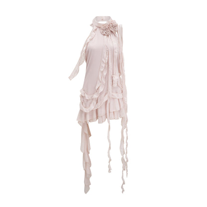 Eloisee flower asymmetric mini dress