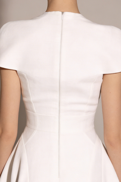 MYRNA SQUARE NECKLINE A-LINE MIDI DRESS