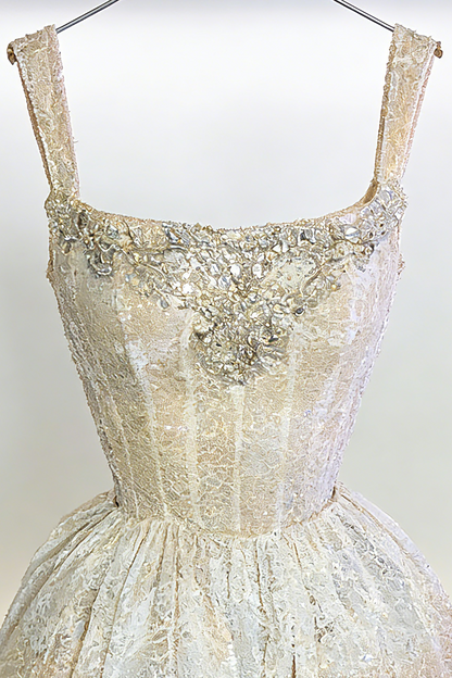 A-Line Glitter Sleeveless Light Champagne Wedding Dresses
