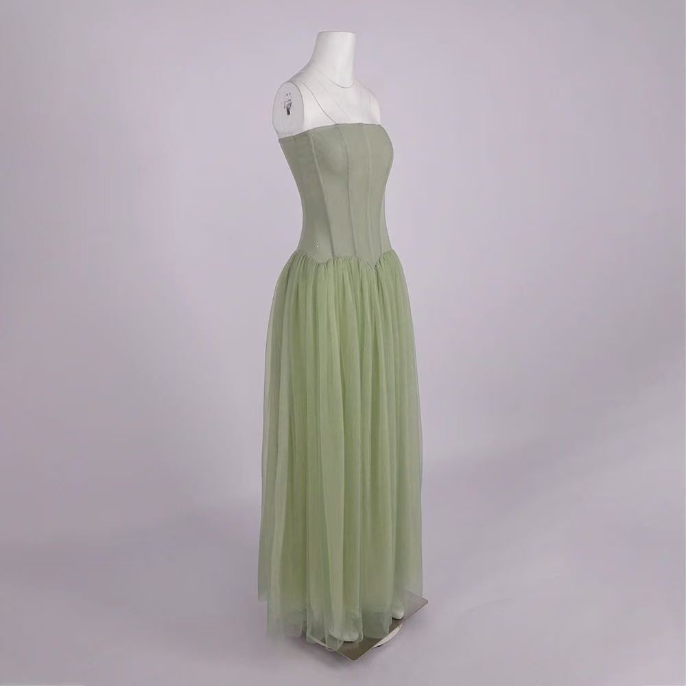Sage Green Chiffon A-Line Floor-Length Gown