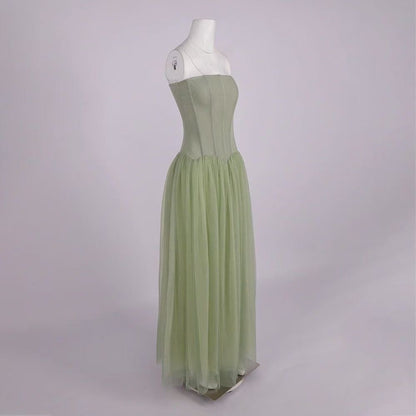 Sage Green Chiffon A-Line Floor-Length Gown