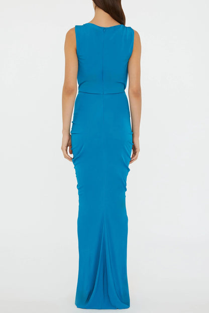lily Drape Disconnect Tank maxi Dress in blue