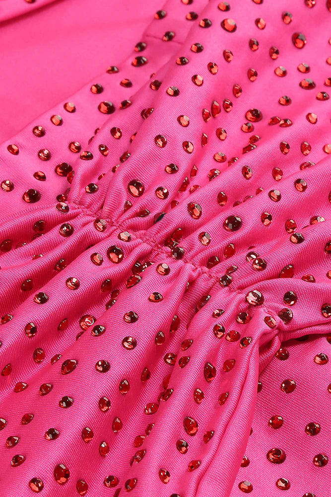 claire crystal Embellished Cutout Maxi Dress in rose red