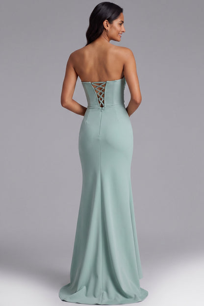 Mint Green One-Shoulder Sequin Evening Gown Premium Fabric - product view 4