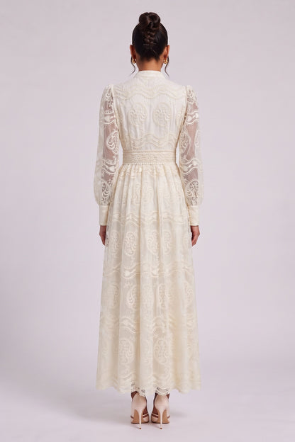 cream corded lace A-line dress cream corded lace dress - product view 5