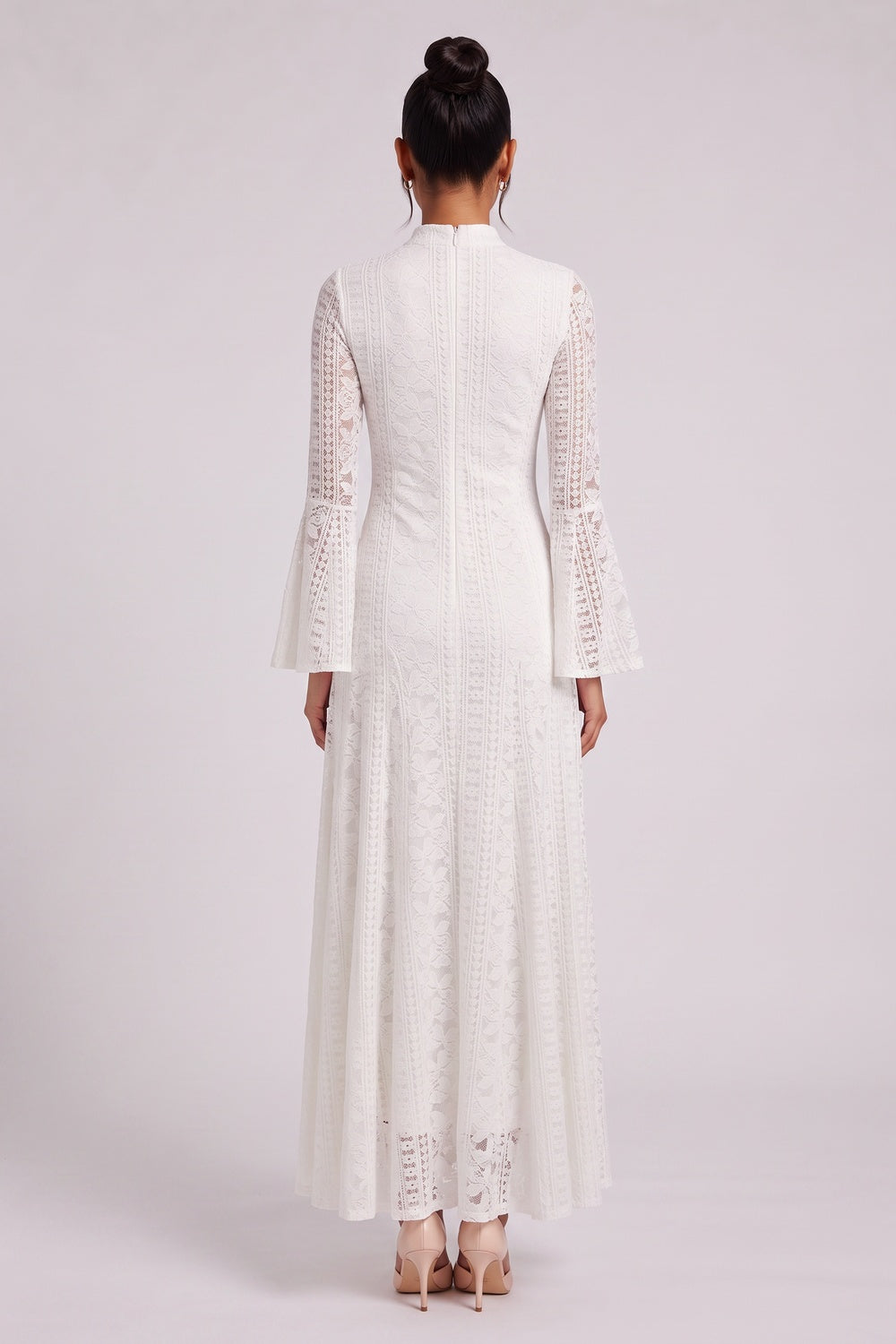 white lace a-line dress white lace dress - product view 5