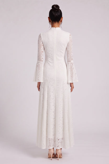 white lace a-line dress white lace dress - product view 5