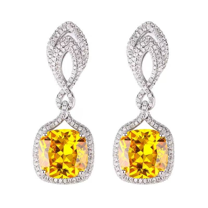 Helen Cushion Cut Gemstone Sterling Silver Earrings