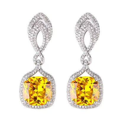 Helen Cushion Cut Gemstone Sterling Silver Earrings