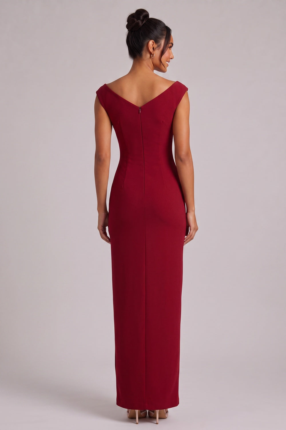 Burgundy Gold Hardware Maxi Dress Premium Fabric - product view 5