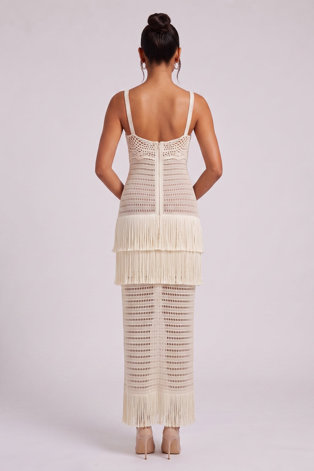 Cream Crochet Knit Column Dress cream crochet knit dress - product view 5