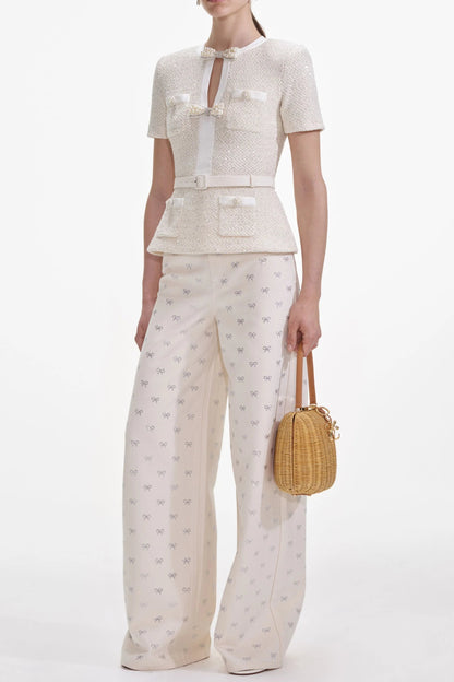 vicky Cream Sequin Knit Top