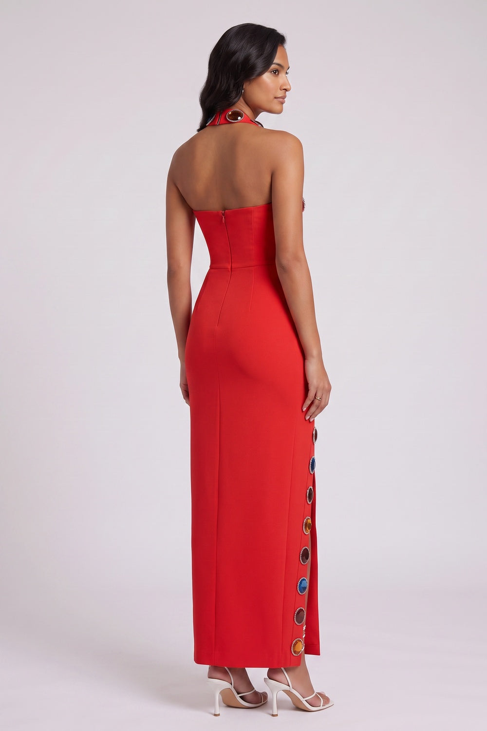 red heavy stretch crepe column dress red heavy stretch crepe dress - product view 5