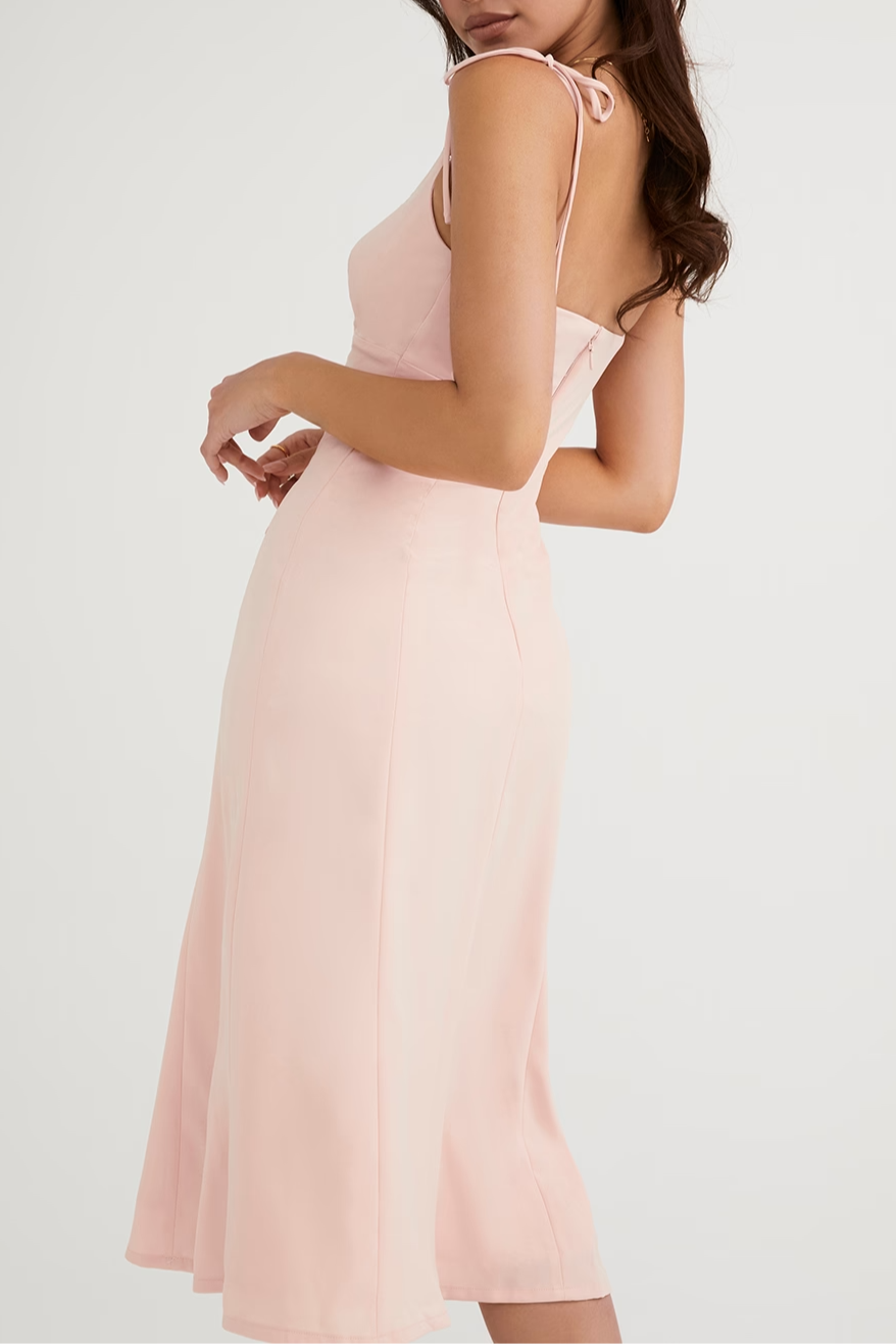 blush slit midi sun dress