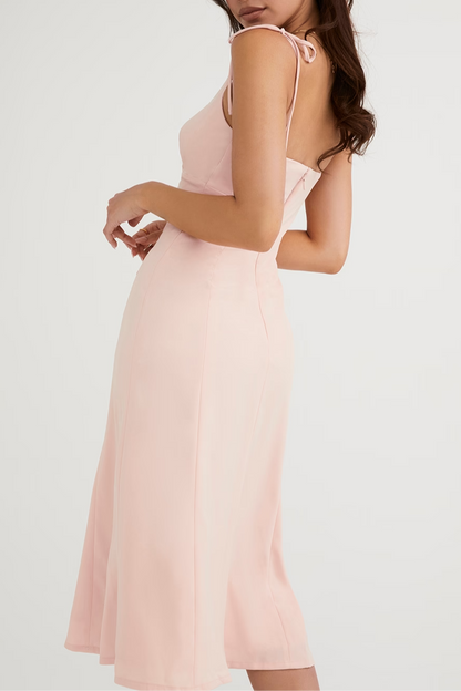 blush slit midi sun dress