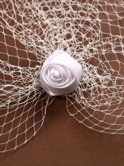 White Birdcage Veil Fascinator