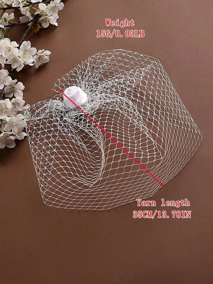 White Birdcage Veil Fascinator