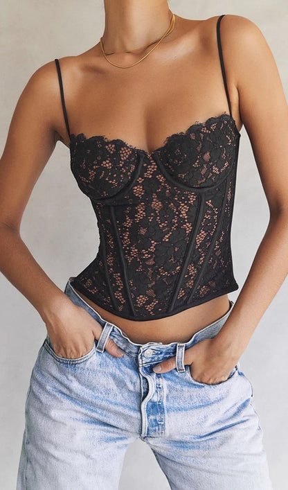 Floral Lace Corset Cami Top