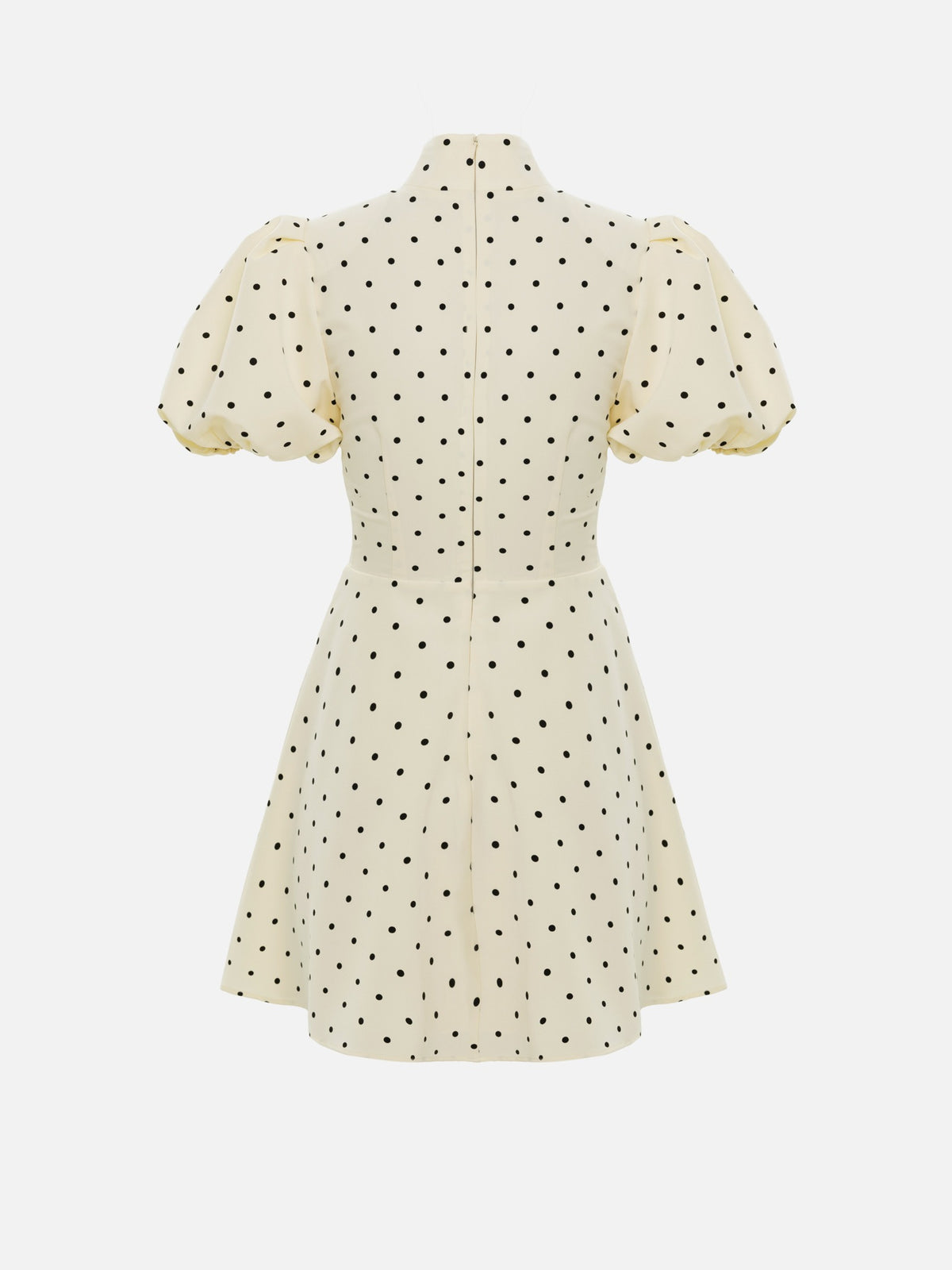 Mock Neck Puff Sleeve Polka Dot Mini Dress