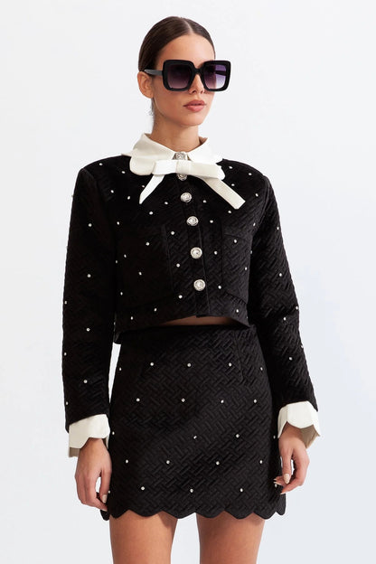 marjorie Velvet jewel co-ord - Black