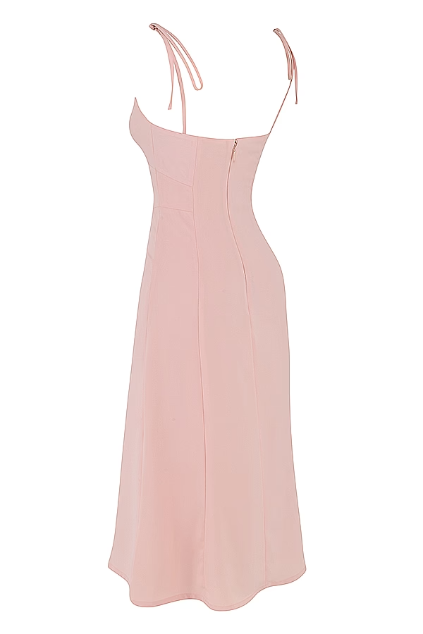 blush slit midi sun dress