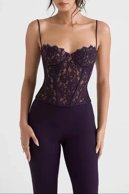 Floral Lace Corset Cami Top
