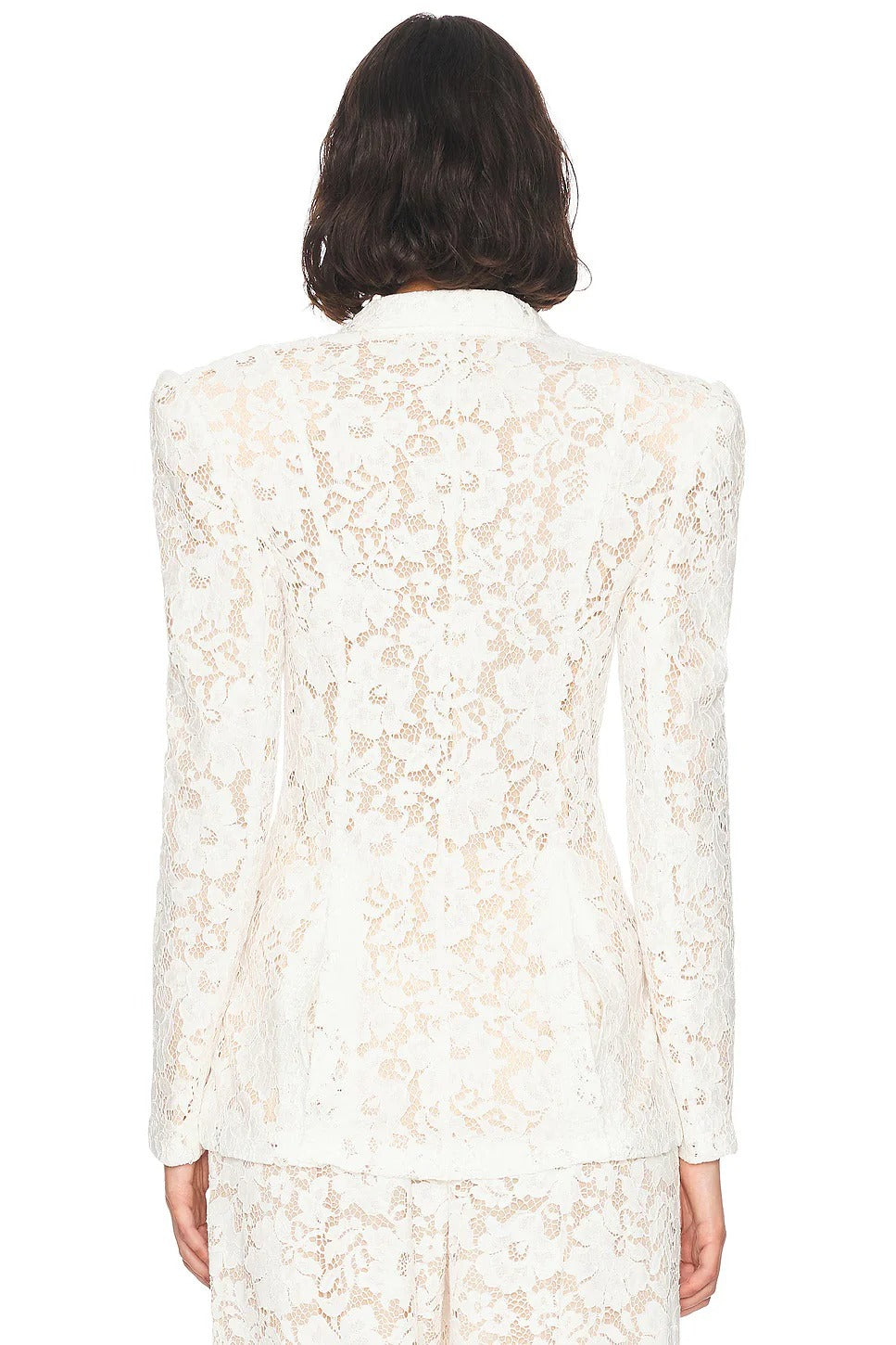 elvira v-neck Lace Blazer set in white