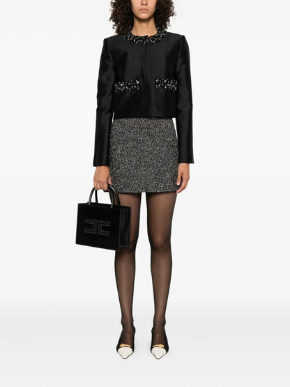 michaelia rhinestones embellished jacket in black