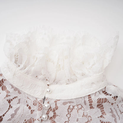 Ruffle Lace Top & Big Bow Skort Two-Piece Set
