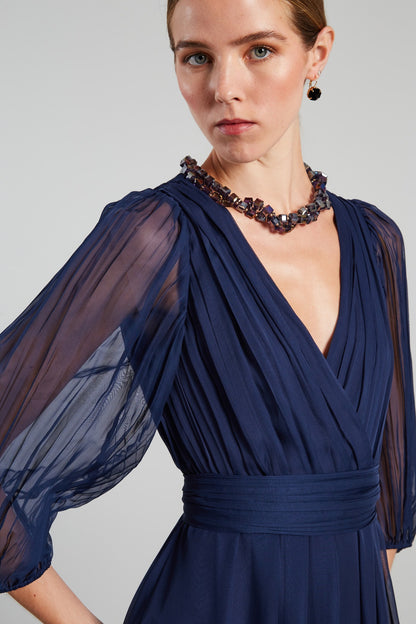 Long chiffon V-Neck dress
