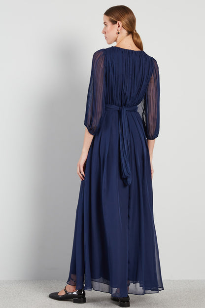 Long chiffon V-Neck dress