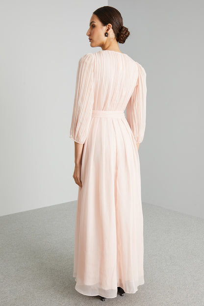 Long chiffon V-Neck dress
