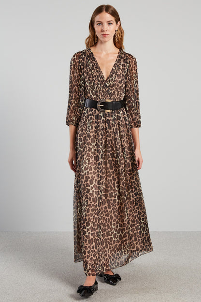 Long chiffon V-Neck dress