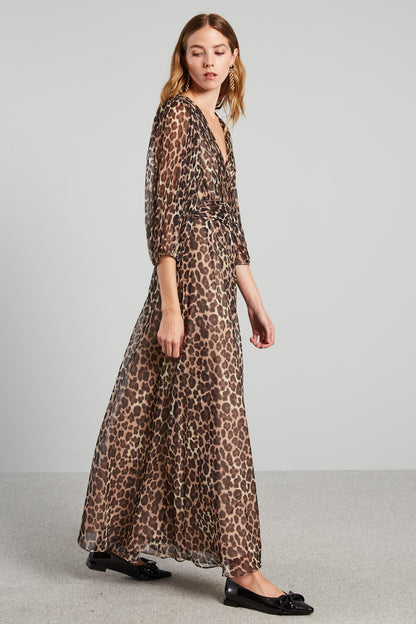Long chiffon V-Neck dress
