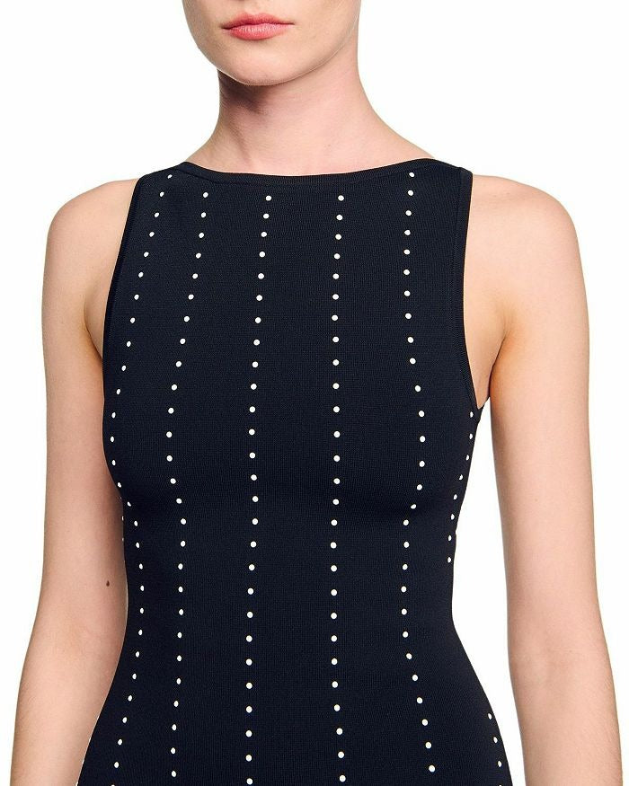 marjorie Fringed Knit Maxi Dress in black