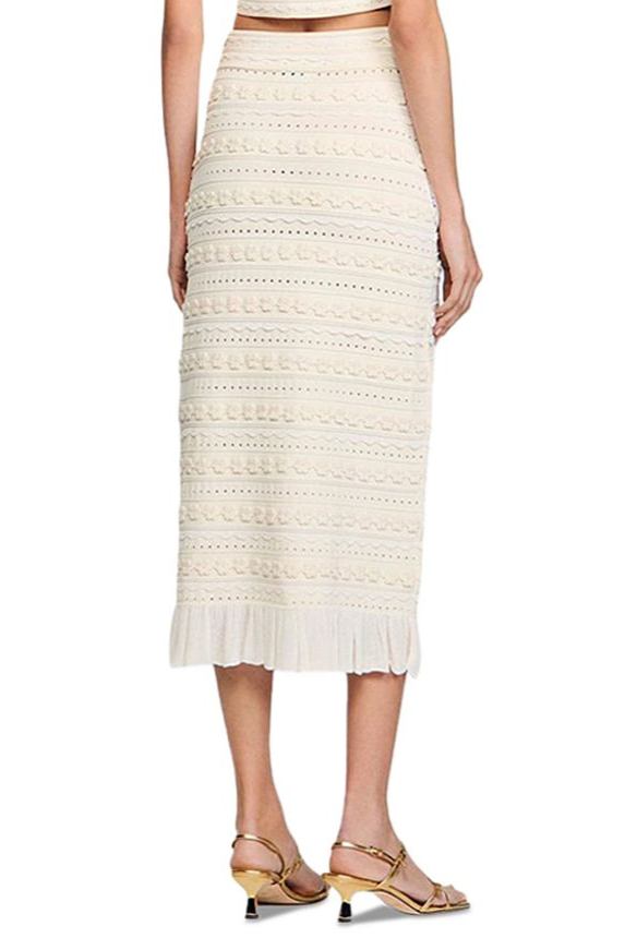Crochet Trim Knit Skirt in ecru
