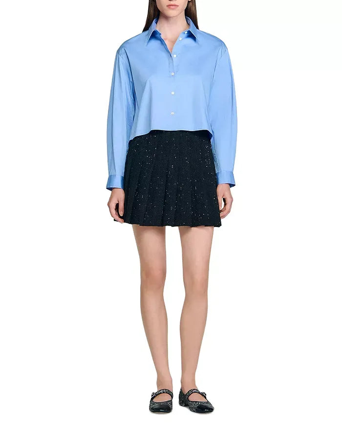 Jody Black Short Tweed Pleated Skirt