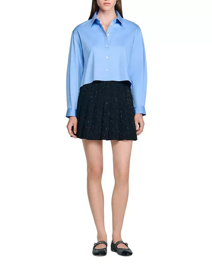 Jody Black Short Tweed Pleated Skirt