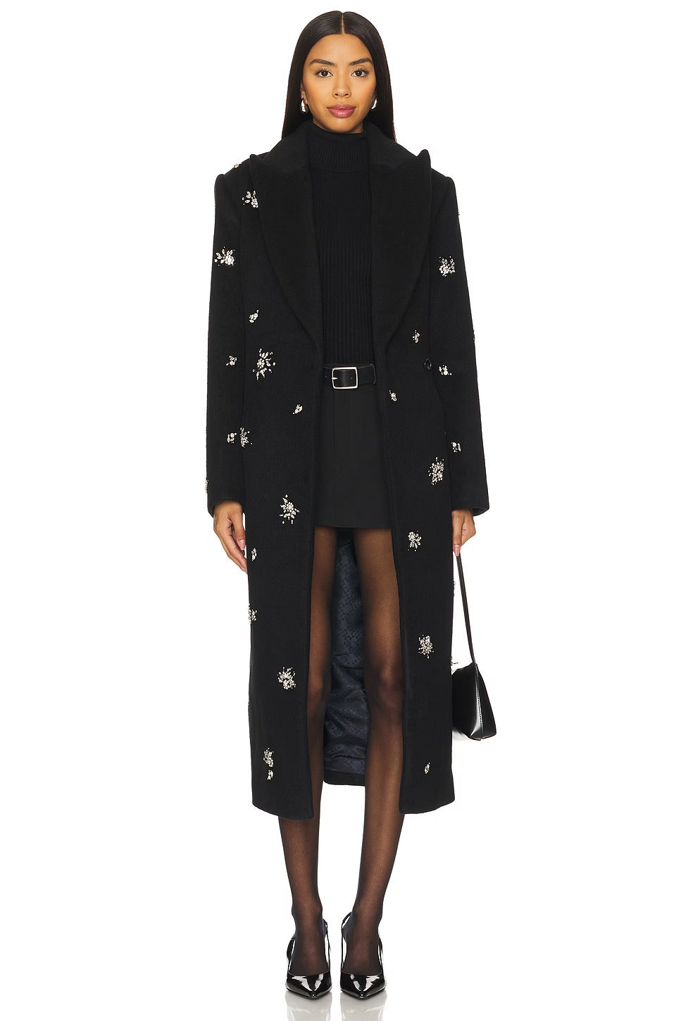 philippa crystal embellished Coat in black