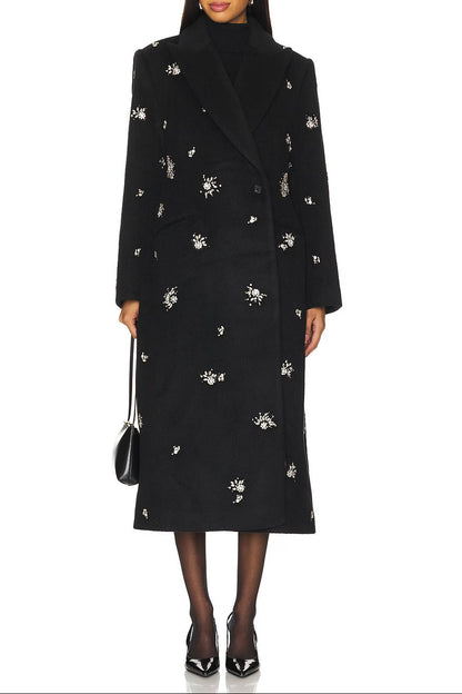 philippa crystal embellished Coat in black
