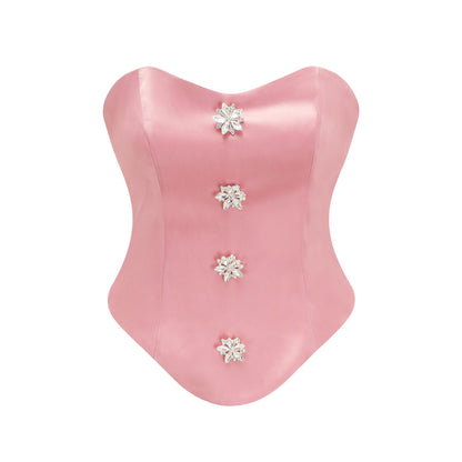 Iris embellished crop top & skirt matching set