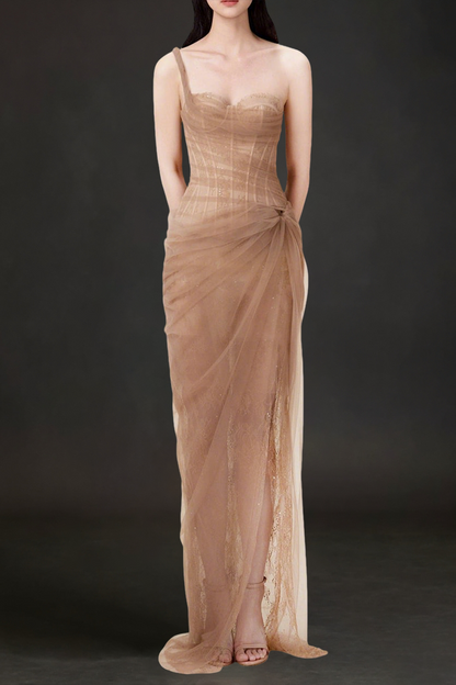 MARA BROWN LACE CORSET DRESS