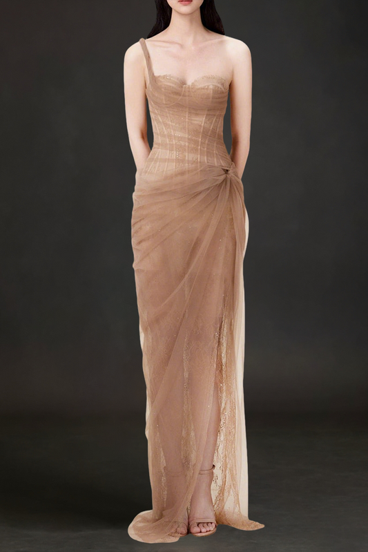 MARA BROWN LACE CORSET DRESS