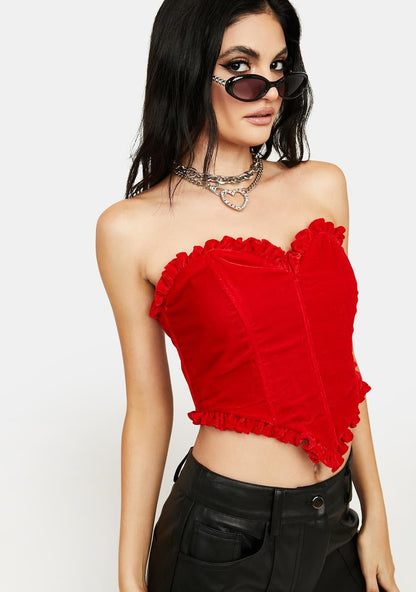 Velvet Heart Shaped Bustier Top