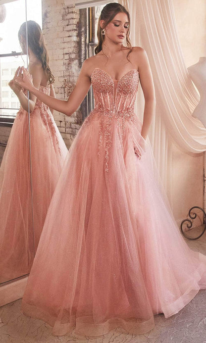 Ladivine  Beaded Appliqued A-Line Prom Gown