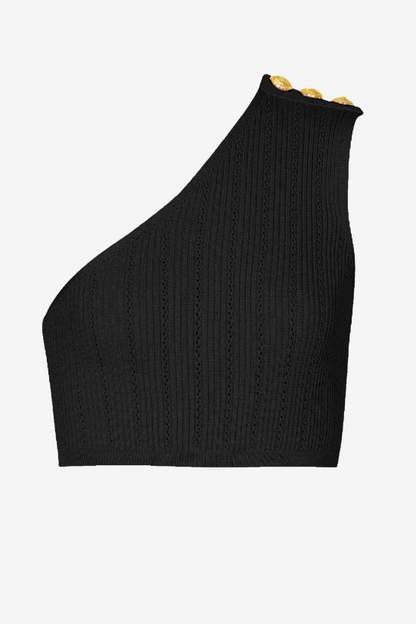 lynn One Shoulder Knit Set - Black