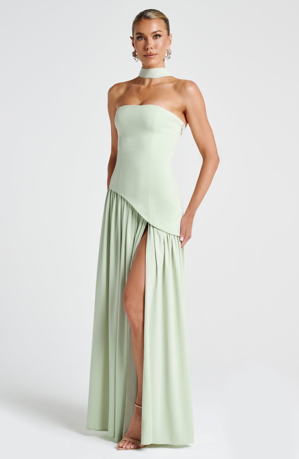 Maliyah high slit strapless Maxi Dress - Mint