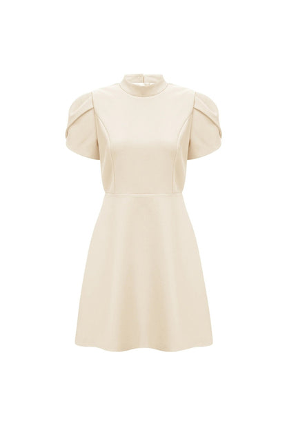 basia Petal Sleeve Cut Out Bow Mini Dress in white