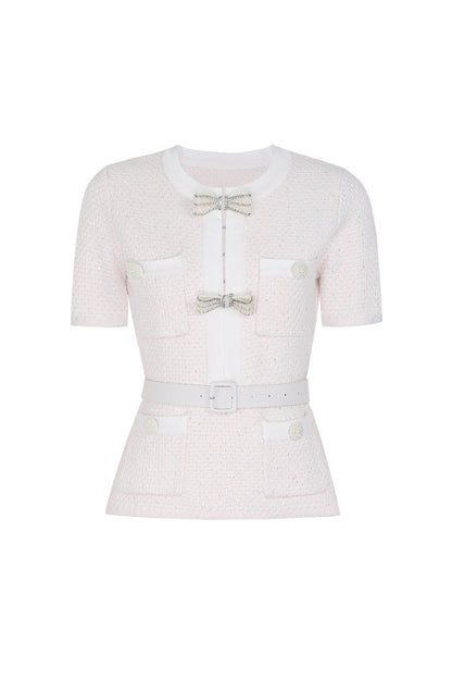 vicky Cream Sequin Knit Top